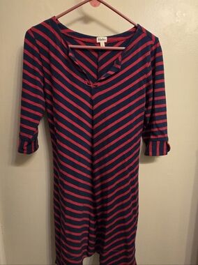 Hatley Navy and Red Cotton Striped Midi Dress. NWOT. Medium.
